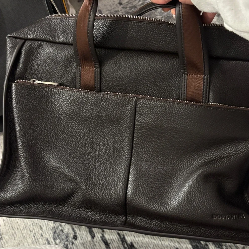 Bostanten Elegant Brown Leather Men's Bag